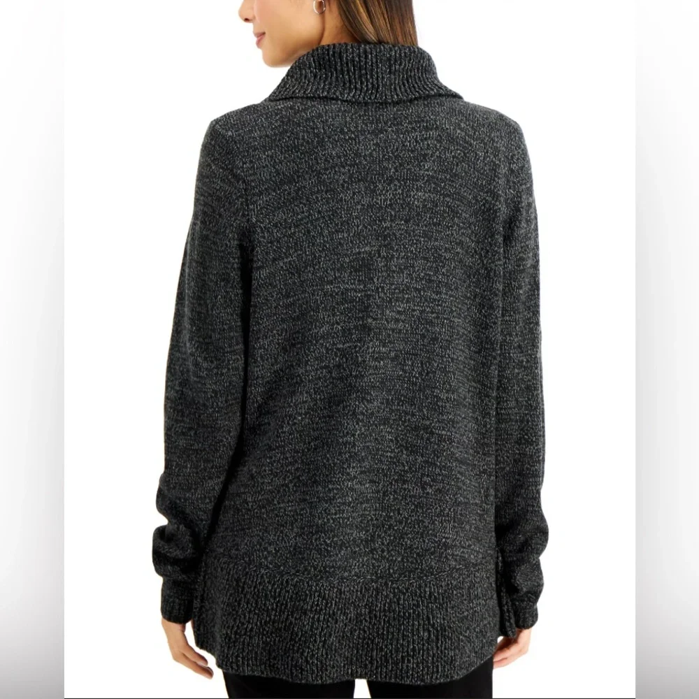 Karen Scott Knit Cascading Waterfall Cardigan Sweater Charcoal Grey Size Large